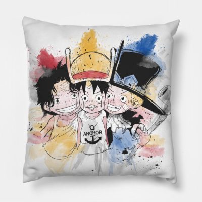 Brotherhood Ace Sabo Rufy Throw Pillow Official onepiece Merch