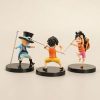 3pcs Set Anime One Piece 9cm Luffy Ace Sabo Figurine With Stick Weapoon Childhood PVC Action 2 - Official One Piece Store