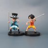 3pcs Set Anime One Piece 9cm Luffy Ace Sabo Figurine With Stick Weapoon Childhood PVC Action 4 - Official One Piece Store