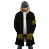 Black Trafalgar Law One Piece AOP Hooded Cloak Coat FRONT Mockup - Official One Piece Store