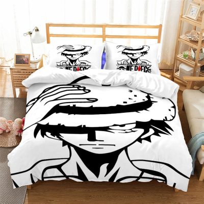 Japanese Anime Cartoon One Pieced Bedding Set Luffy Pillow Case Duvet Cover Set Single Double Large 2 - Official One Piece Store