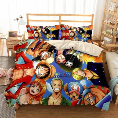 Japanese Anime Cartoon One Pieced Bedding Set Luffy Pillow Case Duvet Cover Set Single Double Large 5 - Official One Piece Store