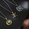 New anime One Piece Luffy necklace men and women straw hat Ace around metal pendant Luo 4 - Official One Piece Store