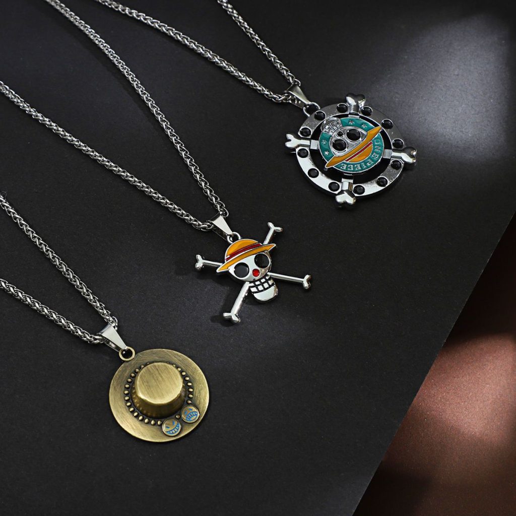 New anime One Piece Luffy necklace men and women straw hat Ace around metal pendant Luo 4 - Official One Piece Store