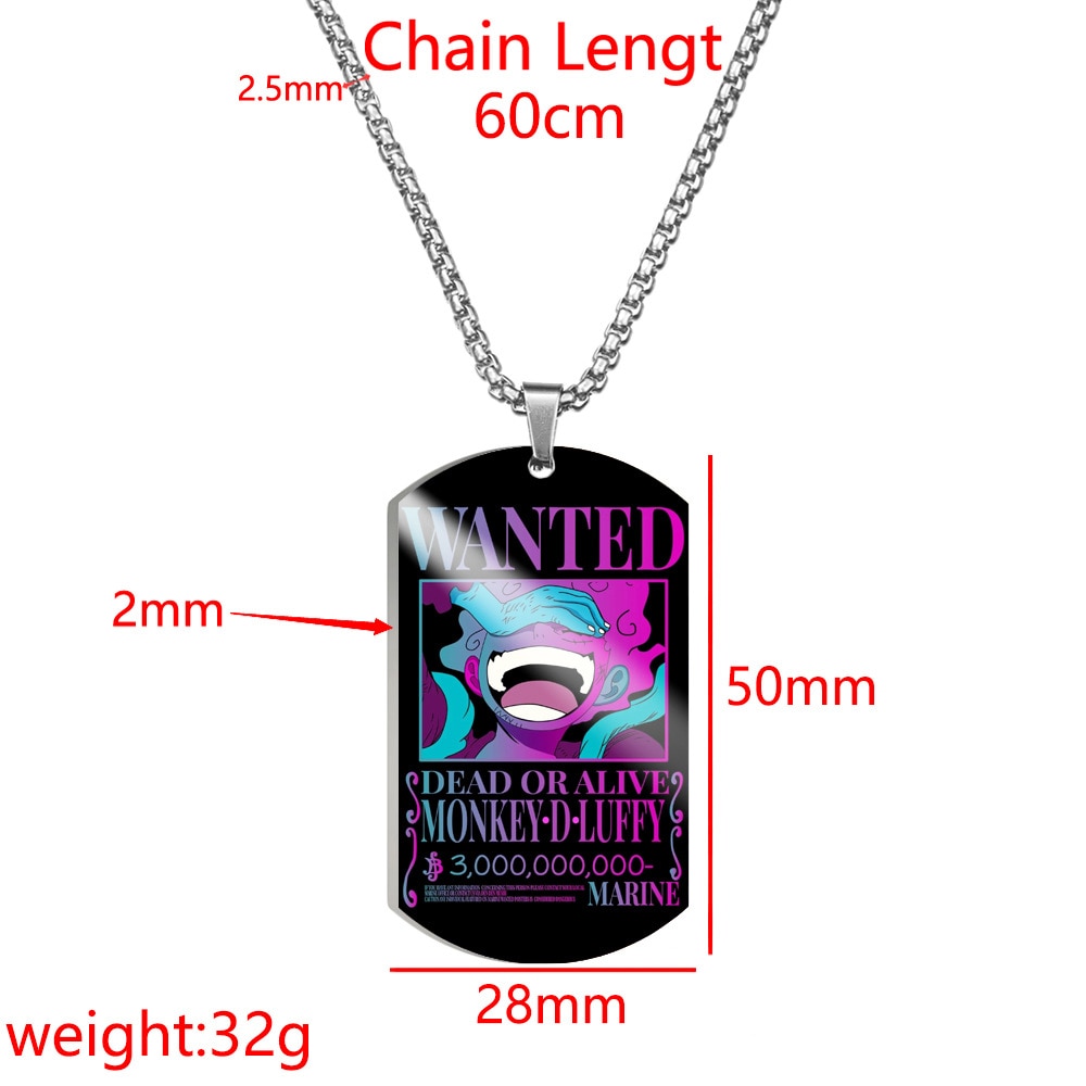 One Piece Luffy Necklace Stainless Steel Colorful Anime New Season Sun God Shape Tag Keychain Pendant 1 - Official One Piece Store