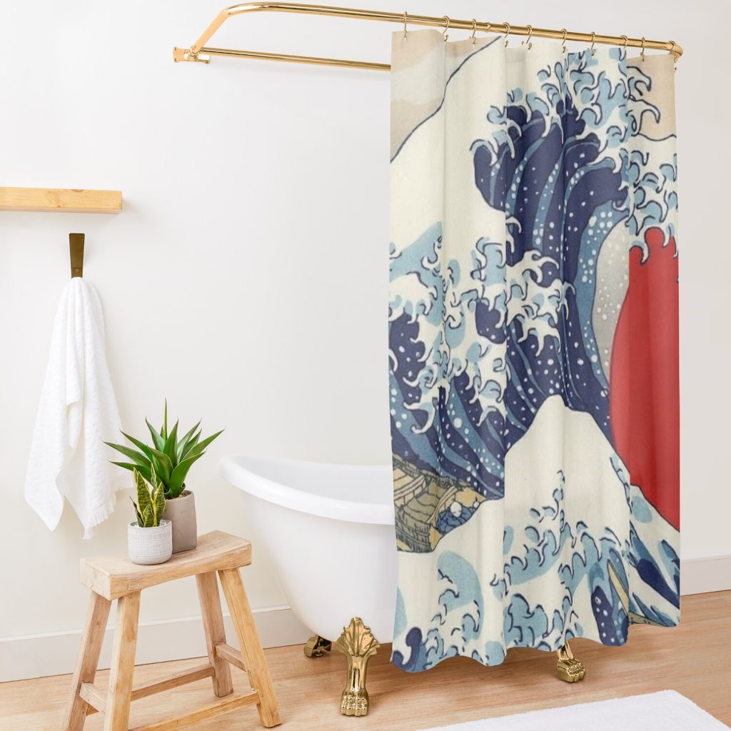 Sunset'S Great Wave Japanese Painting Shower Curtain Official One Piece Merch