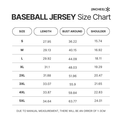 Baseball Jersey Size Chart 1 - Official One Piece Store