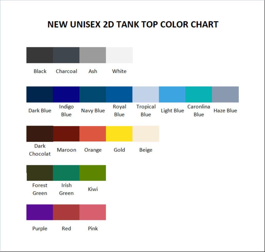 tank top color chart 1 - Official One Piece Store