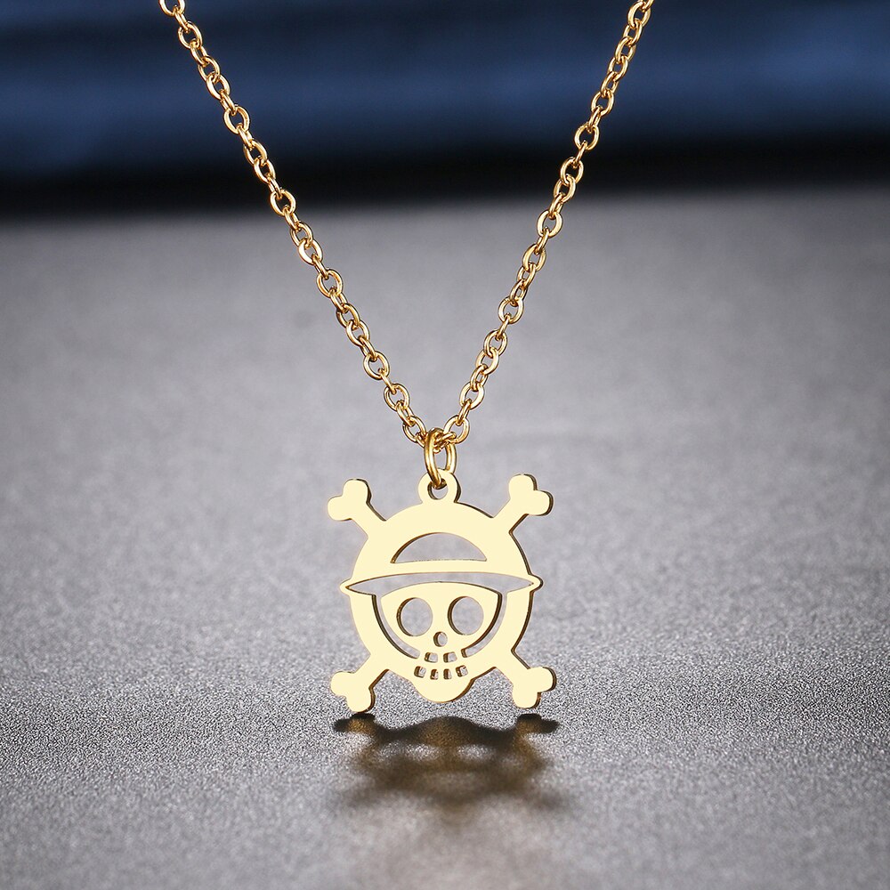 Stainless Steel Necklaces Skeleton Pirate Pendants Chain Choker Jewellery Fashion Necklace For Women Jewelry One Piece - Official One Piece Store